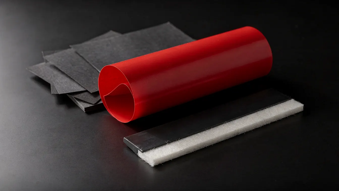 Gestaltungsmaterialien in Schwarz und Rot – KI-Visualisierung